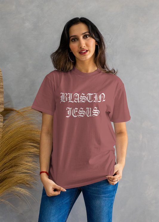 Blastin Jesus T-Shirt - Maroon Mic on Back